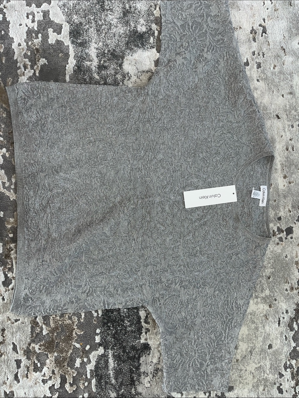 Calvin Klein Women’s Small Grey/Silver Short Sleeve Sweater Top New w tags